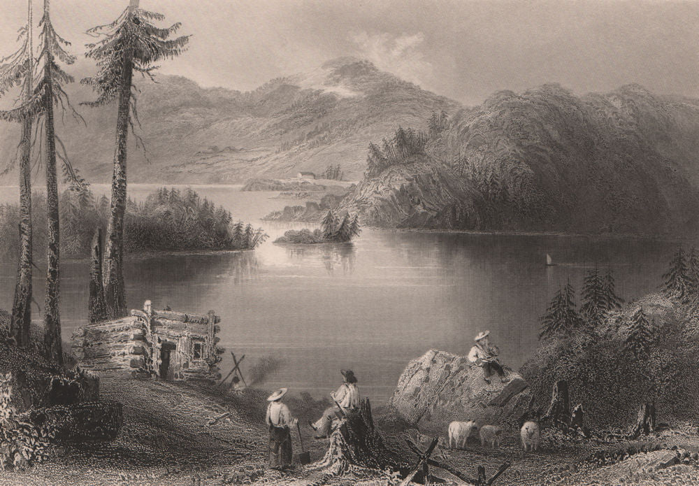 CANADA. A Settler's hut on the frontier. BARTLETT 1842 old antique print